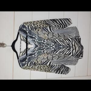 Chico's Animal Print Blouse - Black, White, Tan